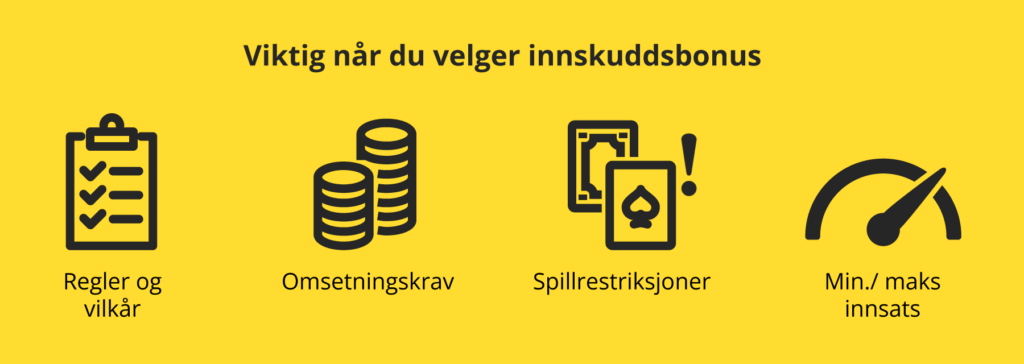 Viktige faktorer når du velger innskuddsbonus